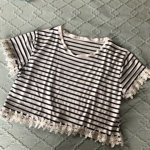 Cropped Floral Detail Tee